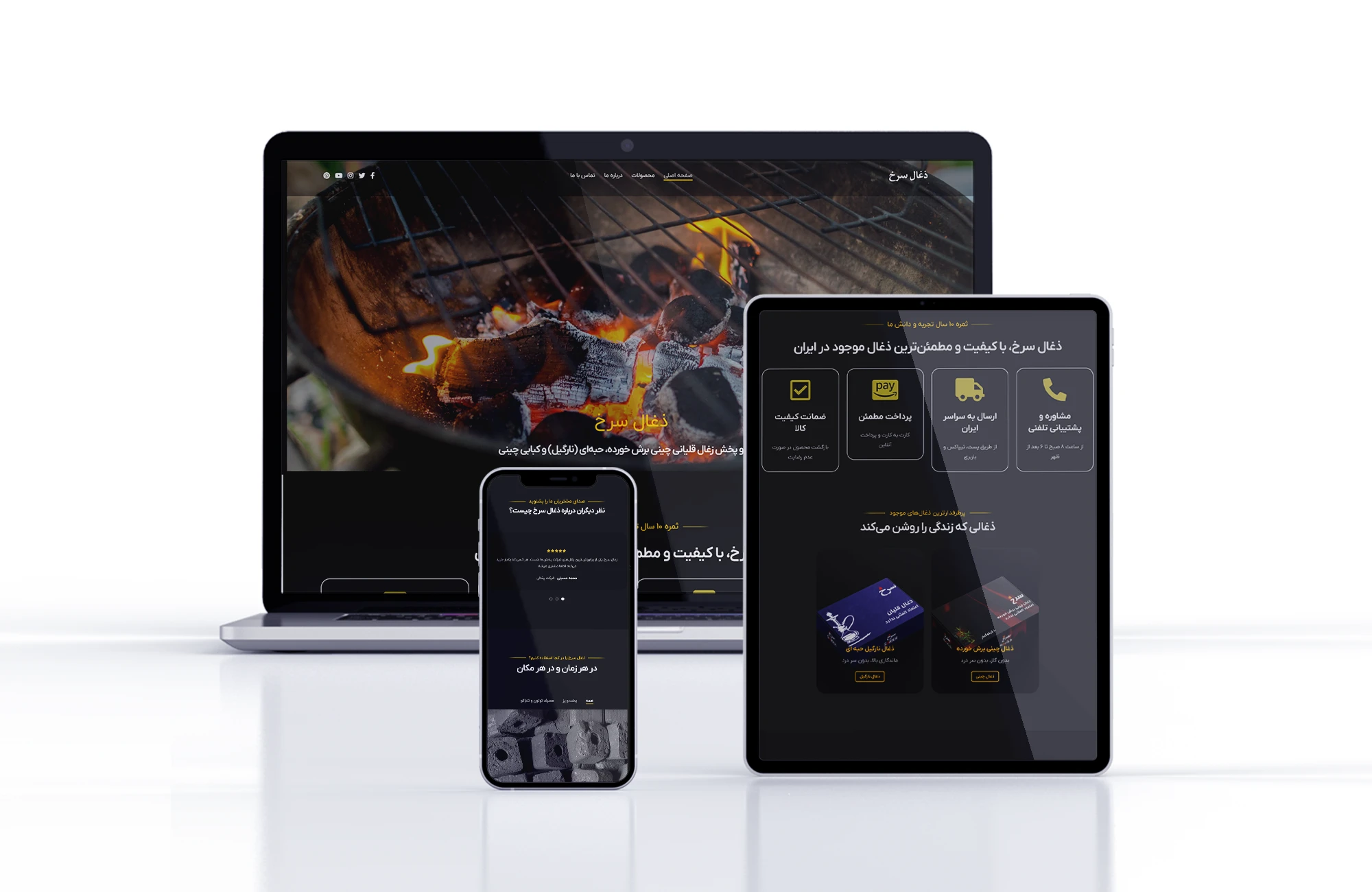 طراحی سایت فروشگاهی ذغال سرخ