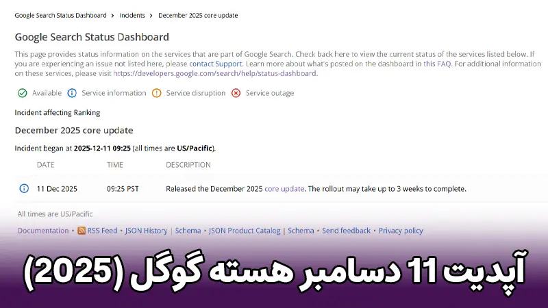 December 2025 core update | آپدیت 11 دسامبر هسته گوگل